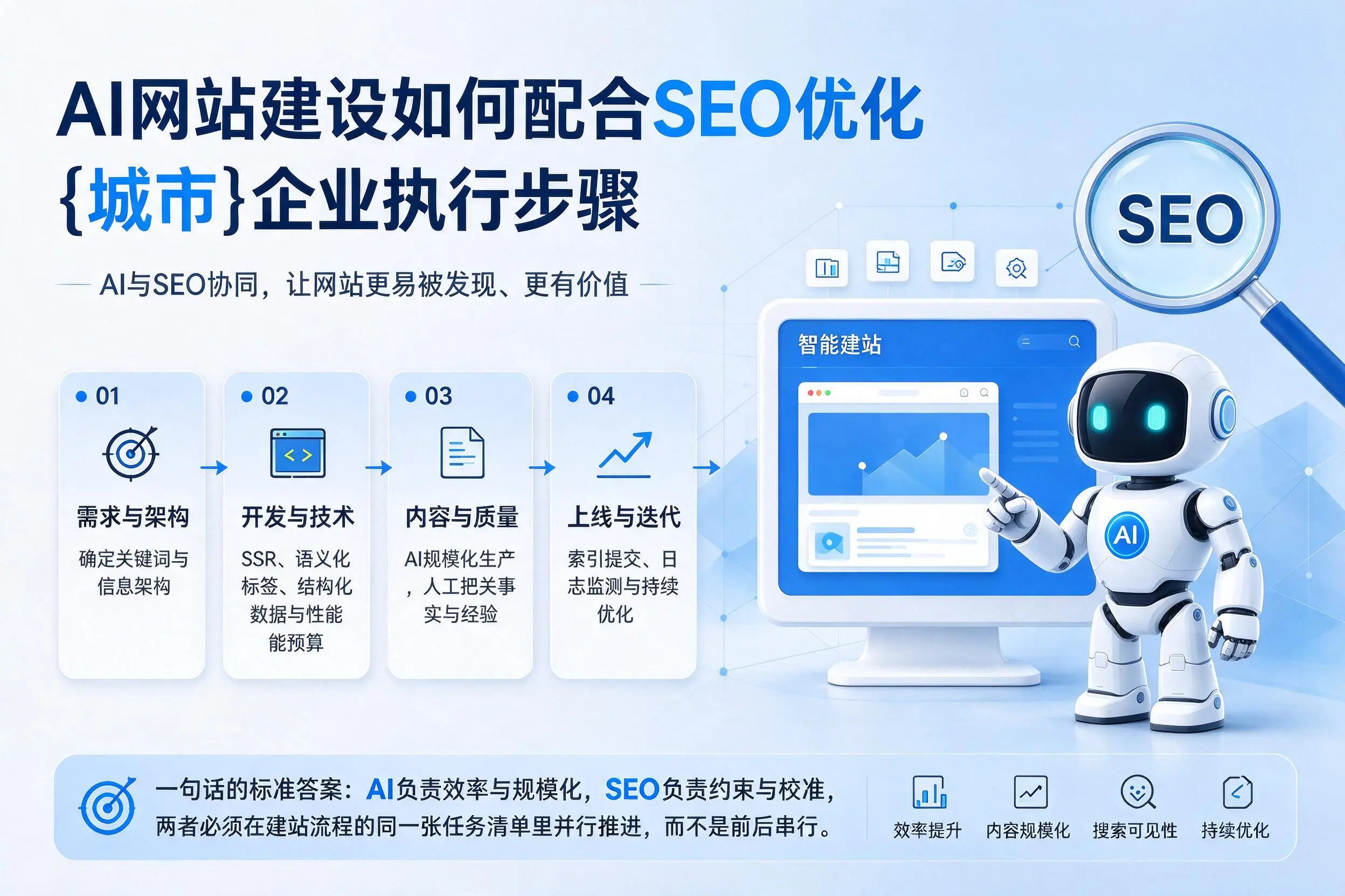 AI网站建设如何配合SEO优化，海北企业执行步骤