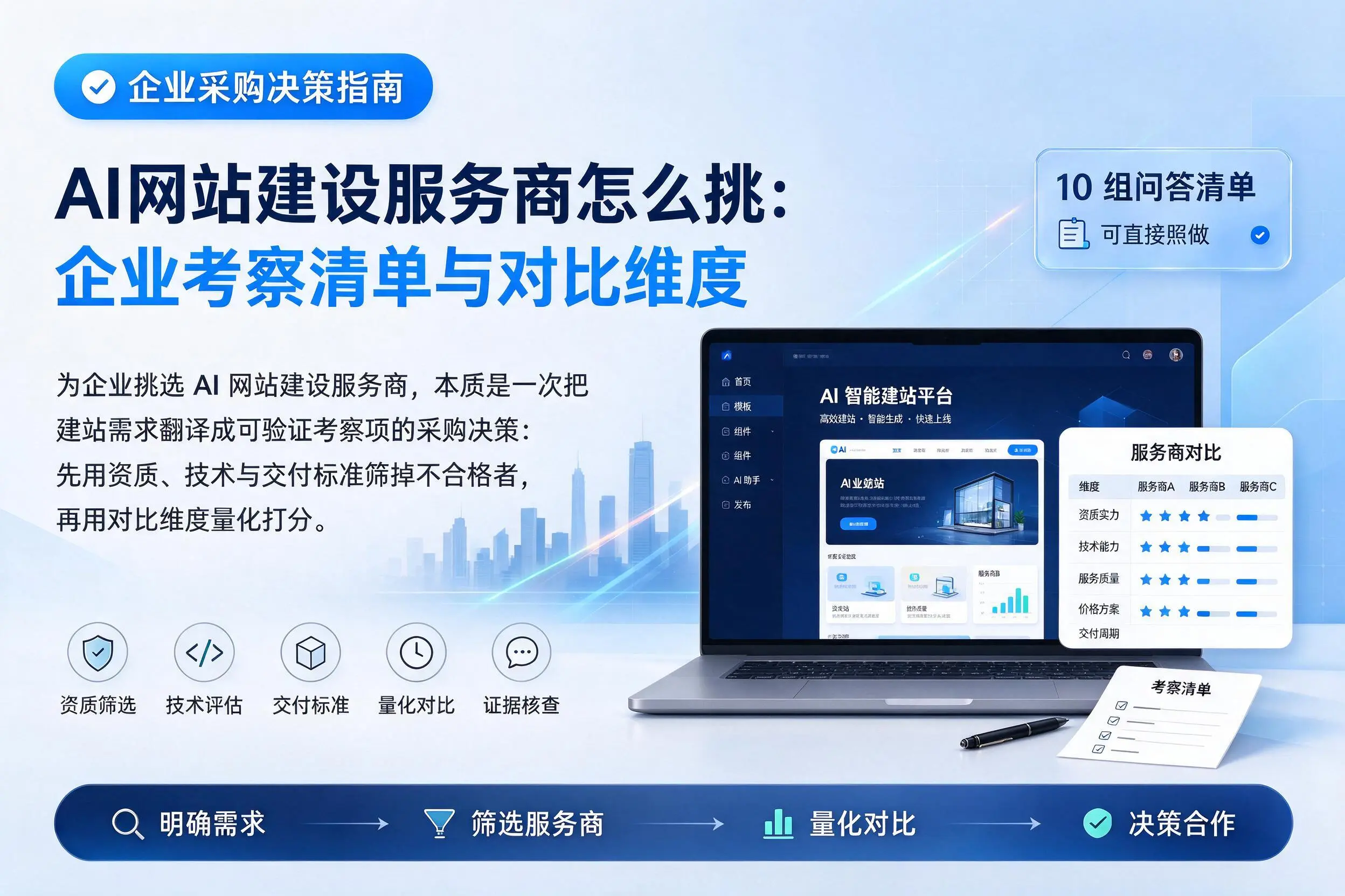 AI网站建设服务商怎么挑：海北企业考察清单与对比维度