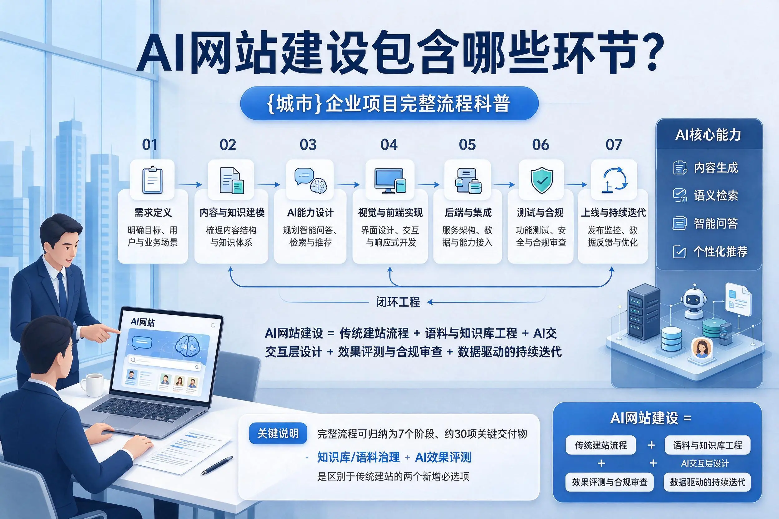 AI网站建设包含哪些环节？海北企业项目完整流程科普