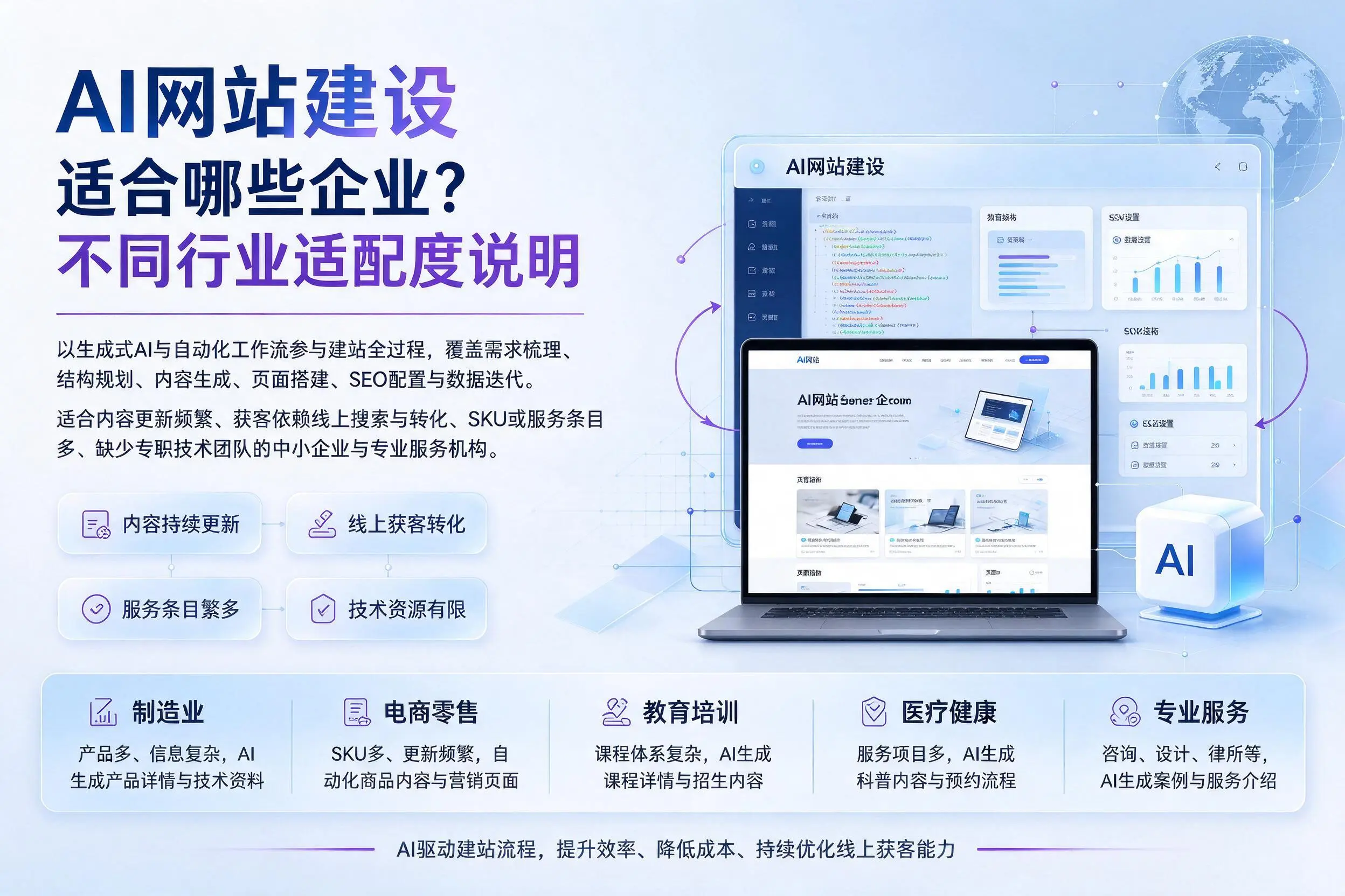 AI网站建设适合哪些企业？海北不同行业适配度说明
